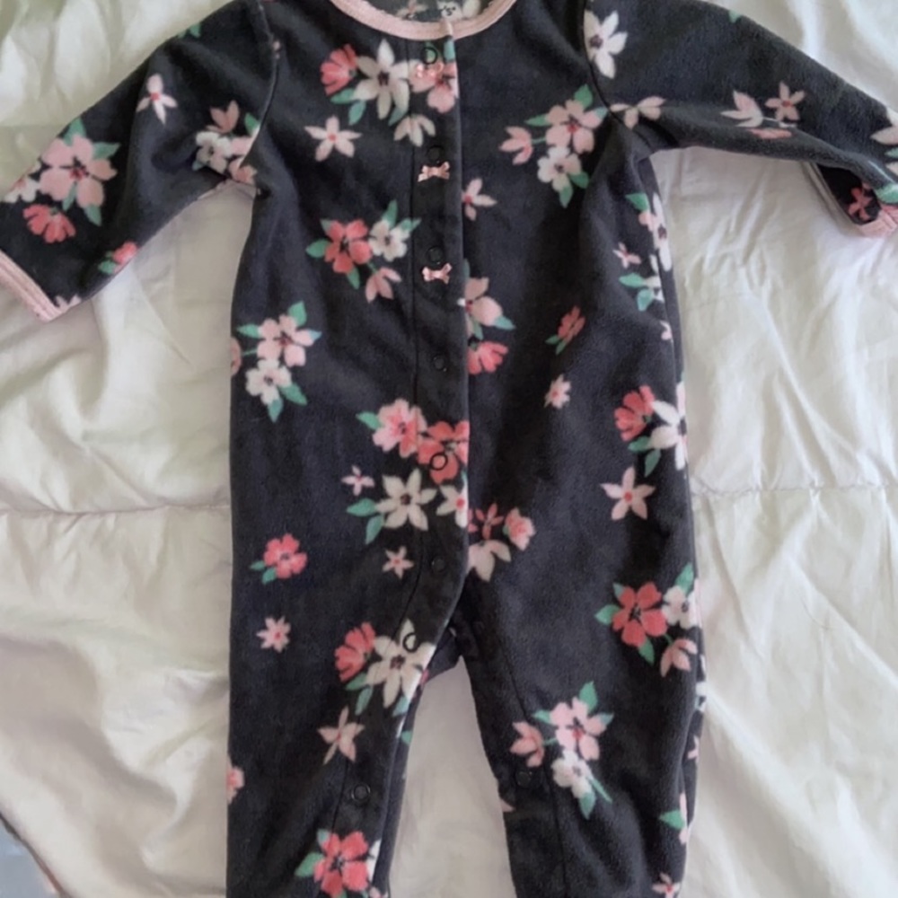 3M baby girl footed pajamas